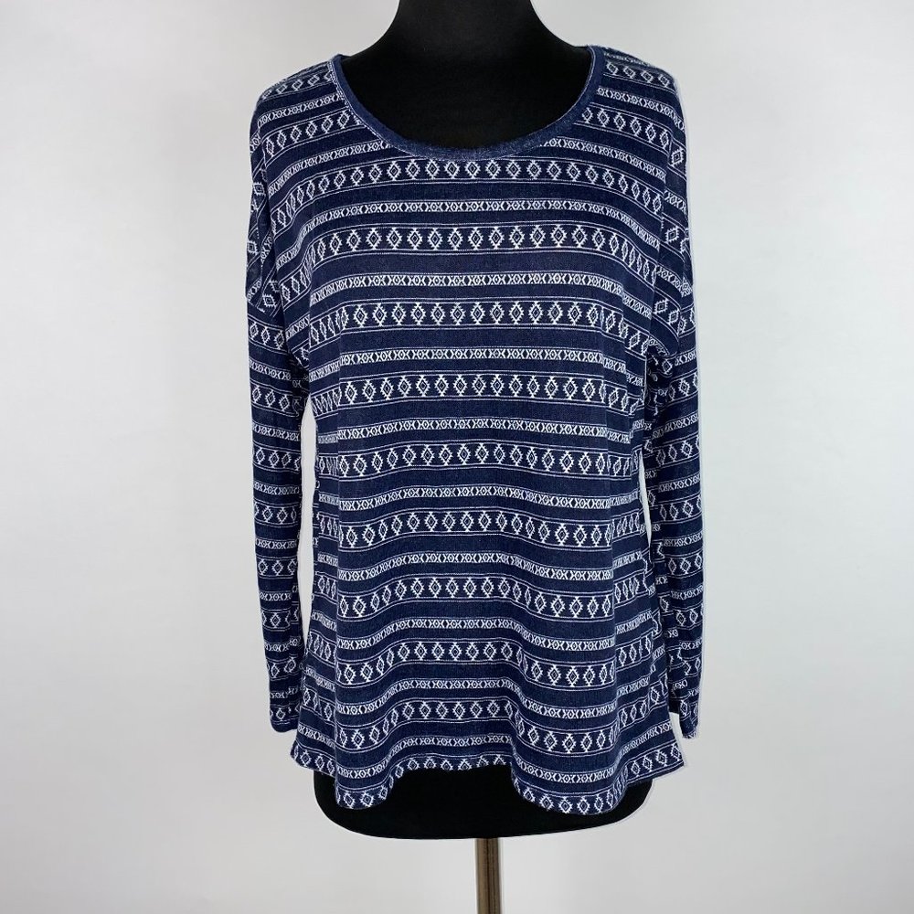 WF S Patterned Knit Like Top Oversized Long Sleeve